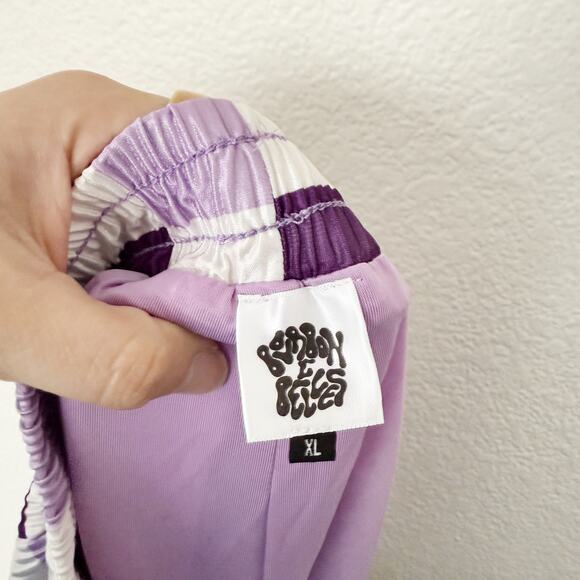 [Bourbon & Belles] Pretty Purple Checkerboard Print Textured Boxer Shorts Sz XL - Picture 10 of 12